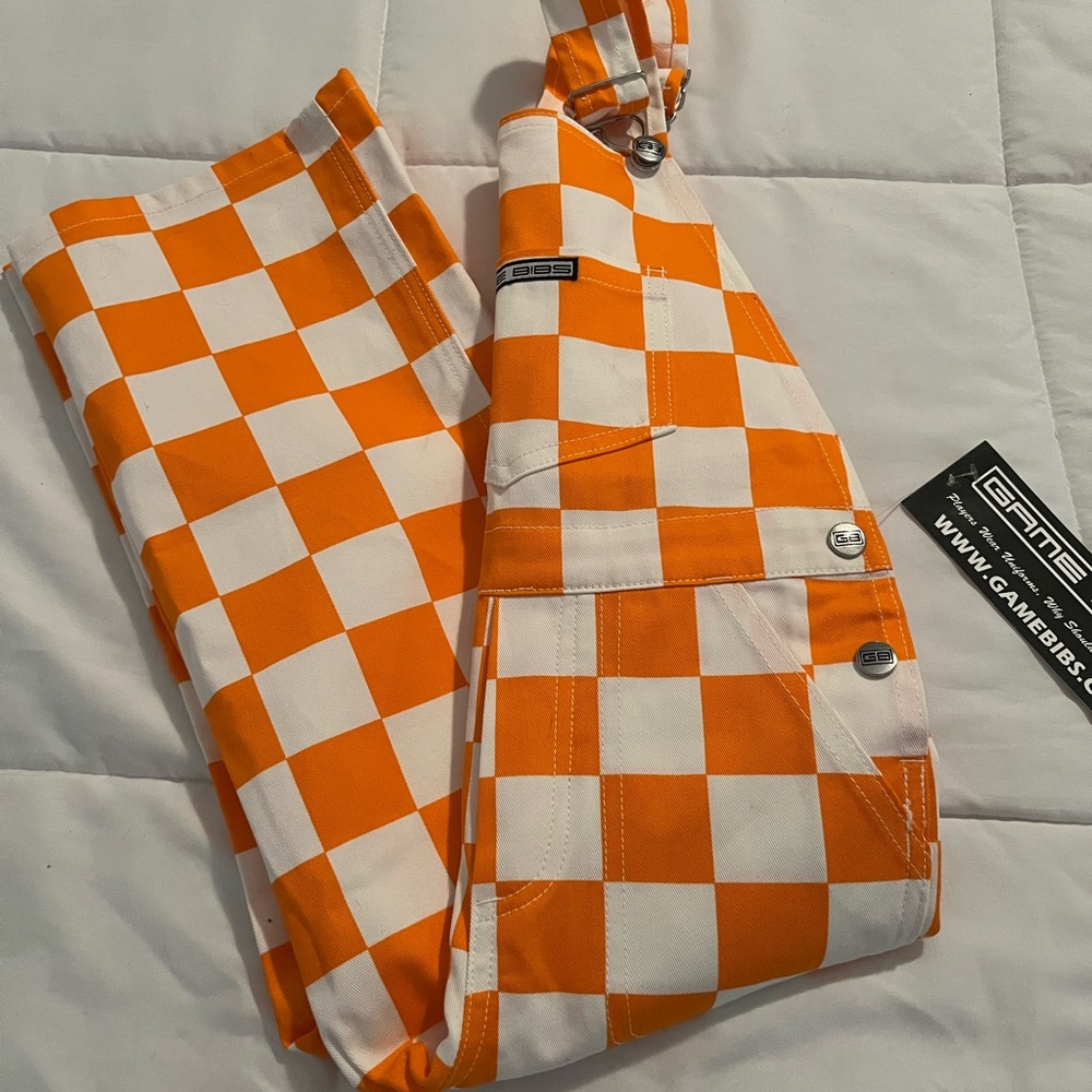 Orange and White Checkered Overalls